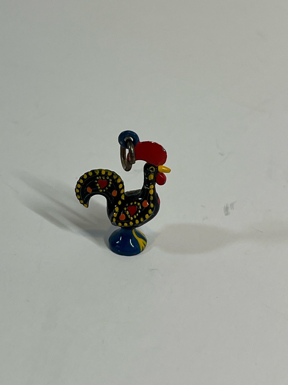 Vtg Galo de Barcelos Rooster of Portuguese Charm Pendant Hand Painted Good Luck